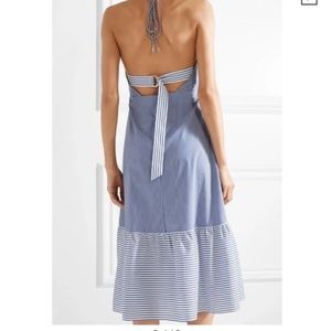 Tibi Striped Halter Dress - Blue